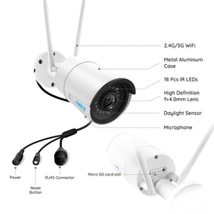 RLC-410W Security Camera 4MP 2.4G/5Ghz WiFi Onvif infrared night vision IP66 waterproof bullet outdoor indoor surveillan
