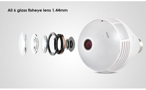Image of LED Light 960P Wireless Panoramic Home Security WiFi CCTV Fisheye Bulb Lamp IP Camera 360 Degree Home Security Burglar